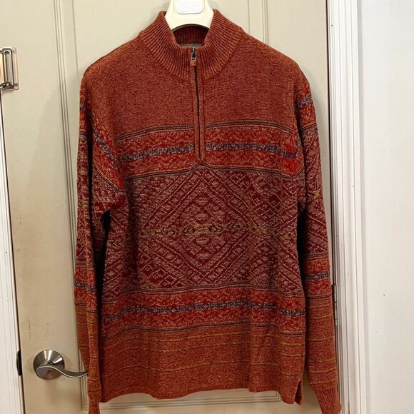 The Territory Ahead Men's Size XL 55% Wool/45% Cotton Qtr ZipSweater. Red
